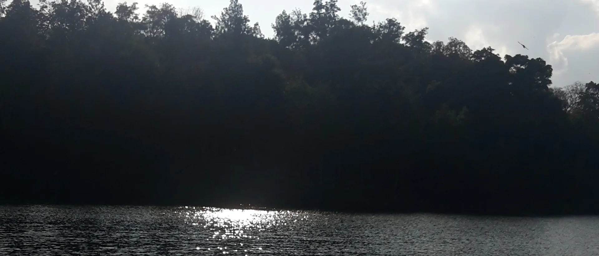 Hirekolale Lake ringed by hills near Chikmagalur
