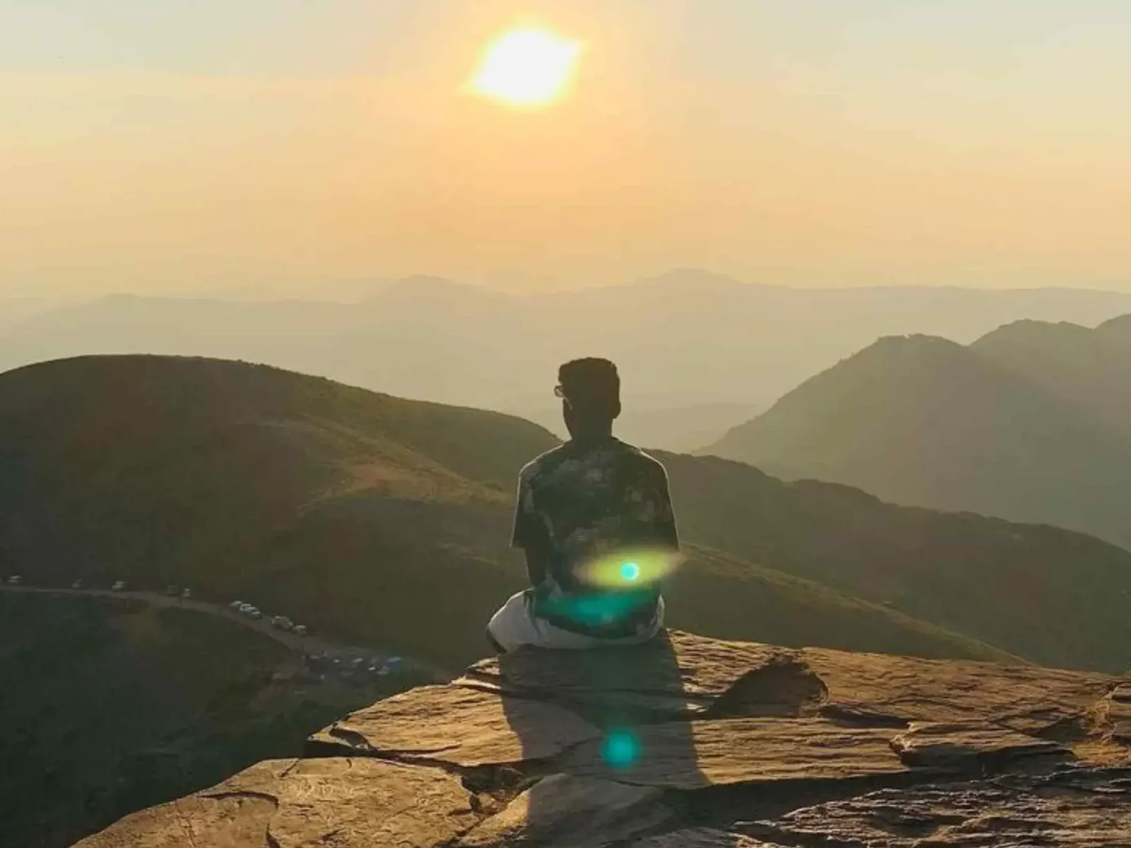 Watching the sun set over the ridge from the Mullayanagiri summit